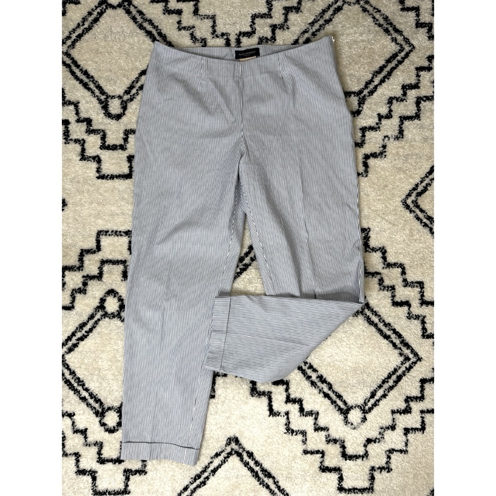 Piazza Sempione Jacqueline Striped Straight Leg Crop Cotton Pants Size 46